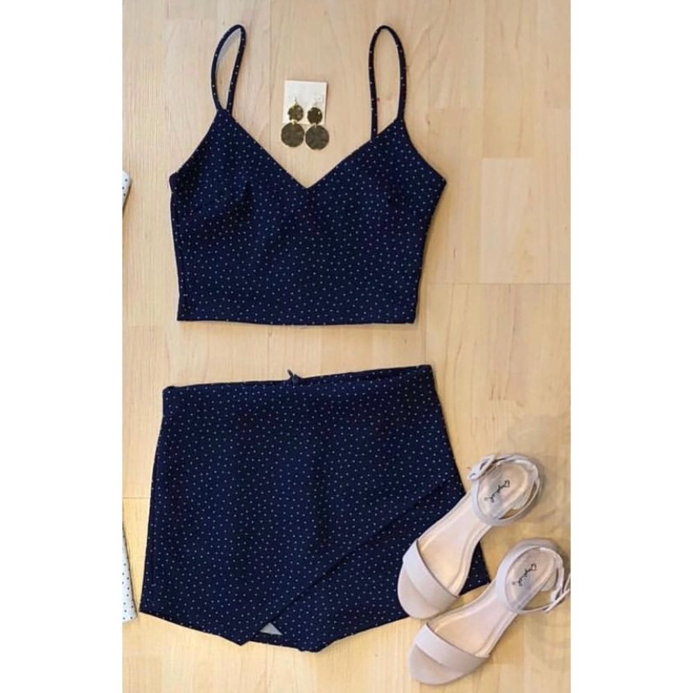 Pitaya / Blue Blush Navy Polka Dot 2 Piece Set